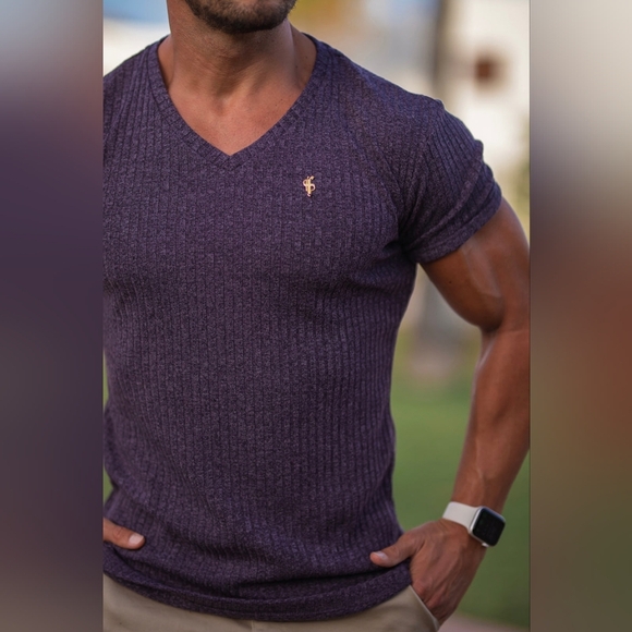 Father Sons Purple Short Sleeve V-neck Tee - Picture 1 of 4